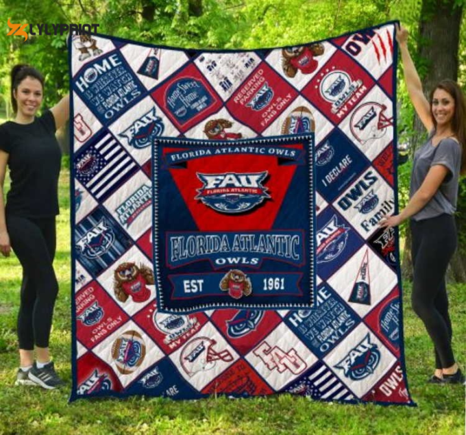 Florida Atlantic Owls 2 Quilt Blanket For Fans Home Decor Gift 1