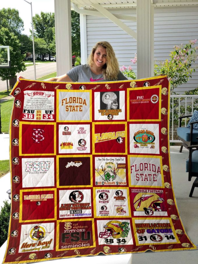 Florida State Seminolequilt Blanket For Fans Home Decor Gift 2