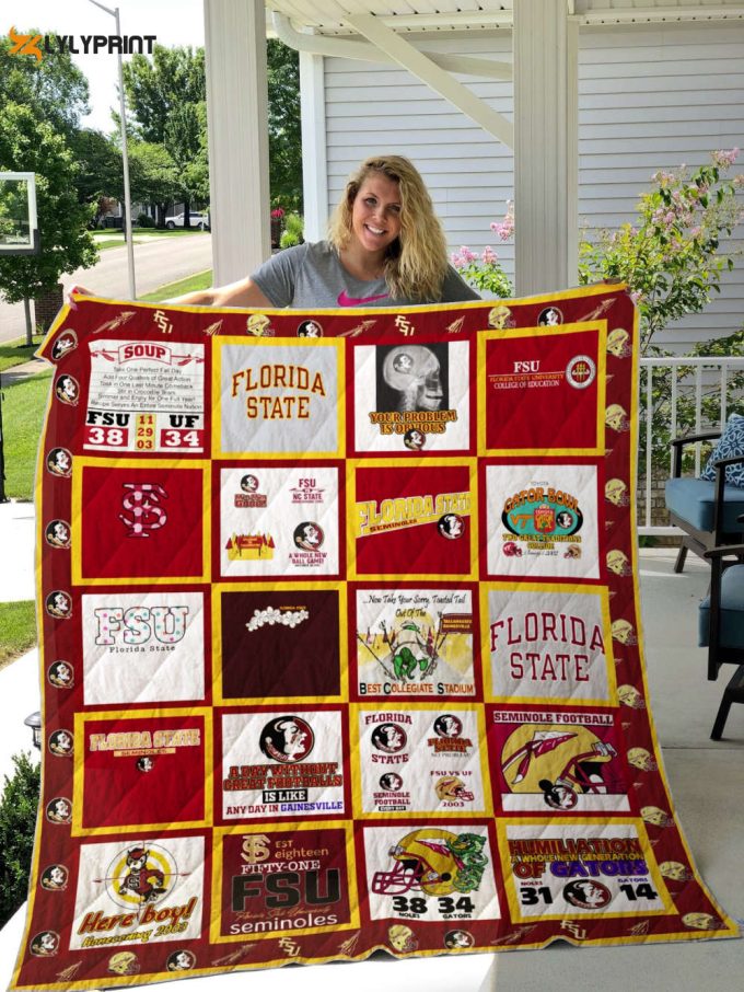 Florida State Seminolequilt Blanket For Fans Home Decor Gift 1