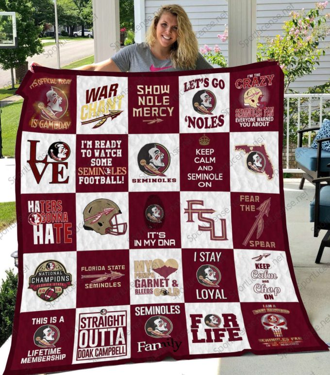 Florida State Seminoles Quilt Blanket For Fans Home Decor Gift 2