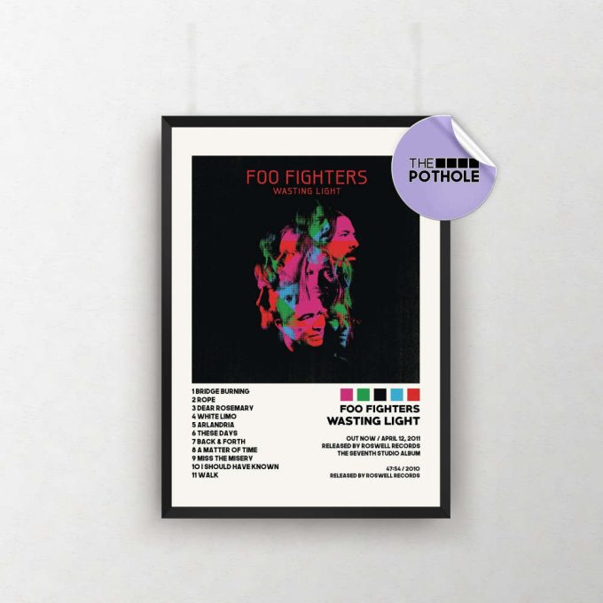 Foo Fighters Posters, Wasting Light Poster, Wasting Light Album Cover Poster, Poster Print Wall Art, Custom Poster, Tracklist Poster 2