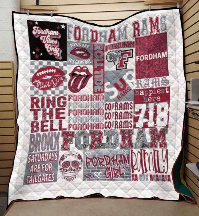 Fordham University Quilt Blanket For Fans Home Decor Gift 2