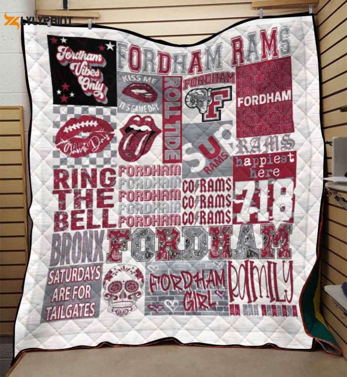 Fordham University Quilt Blanket For Fans Home Decor Gift 1