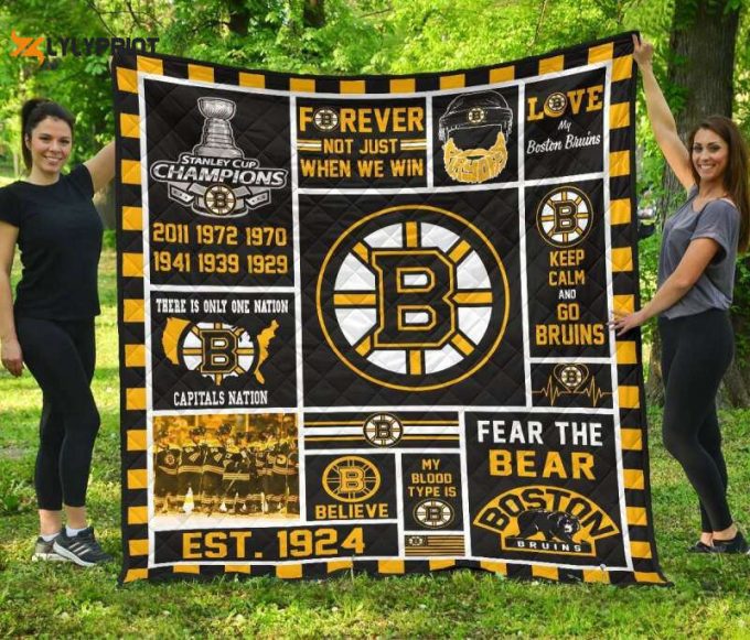 Forever Boston Bruins Fear The Bear Quilt Blanket For Fans Home Decor Gift 1