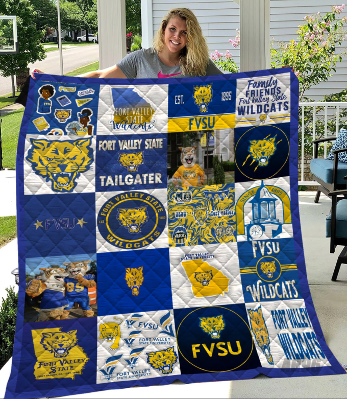 Fort Valley State University Wildcats Quilt Blanket For Fans Home Decor Gift 2