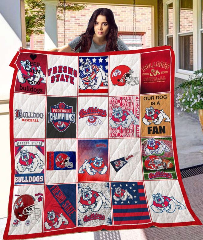 Fresno State Quilt Blanket For Fans Home Decor Gift 2