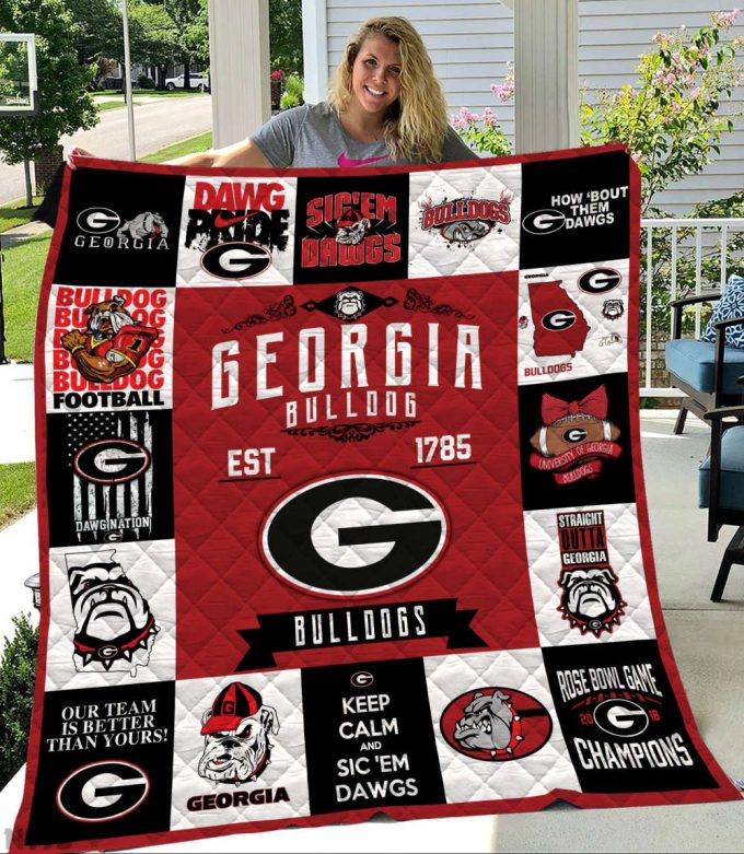 Georgia Bulldogs 3 Quilt Blanket For Fans Home Decor Gift 2