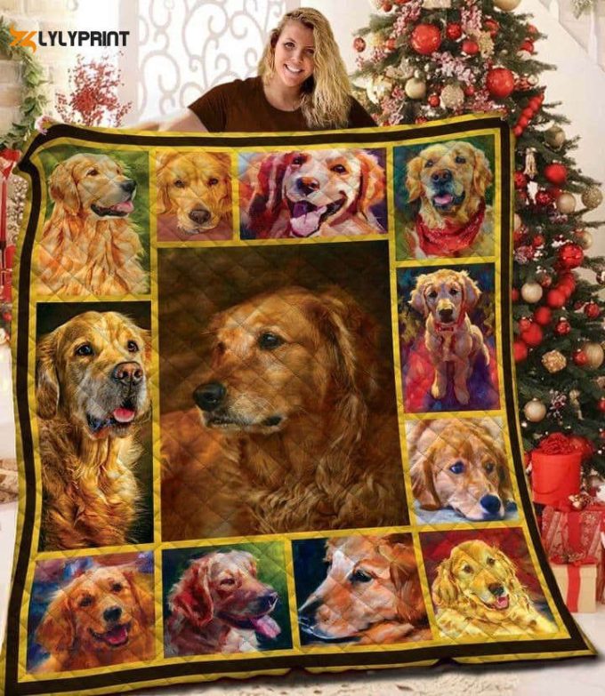 Golden Retreiver Re Trei Version Awesome 3D Customized Quilt 1