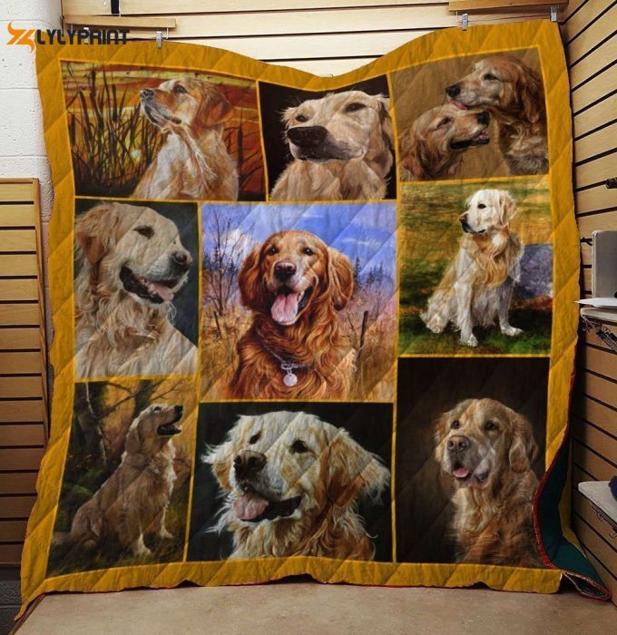 Golden Retriever Dog Blanket For Fans Home Decor Giftcustomize Quilt Blanket For Fans Home Decor Gift 1