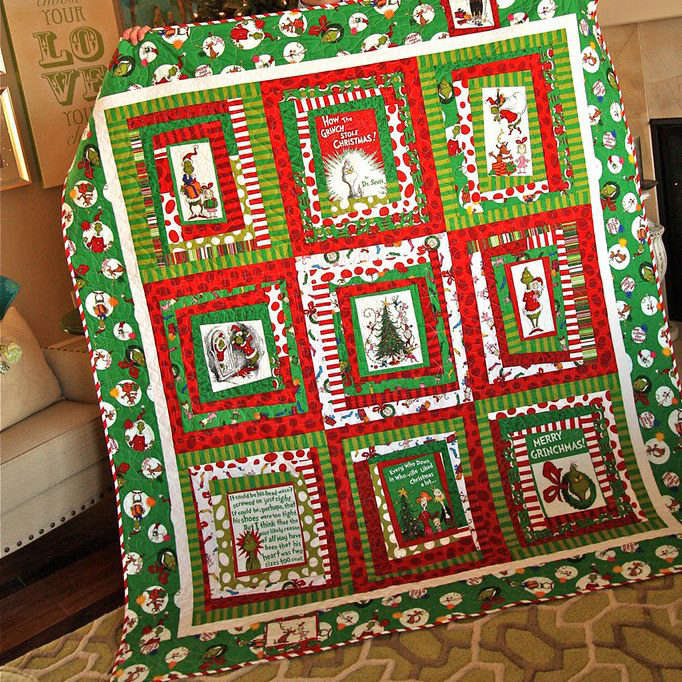 Grinch 2 Merry Christmas Quilt Blanket For Fans Home Decor Gift 115