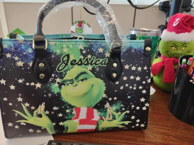 Grinch Christmas A Leather Handbag For Women Gift 4