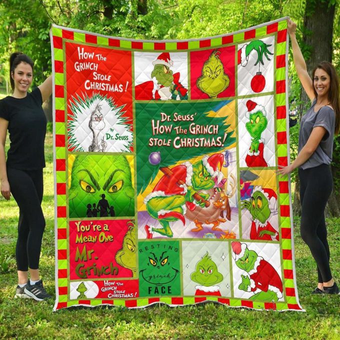 Grinch Quilt Blanket For Fans Home Decor Gift 2