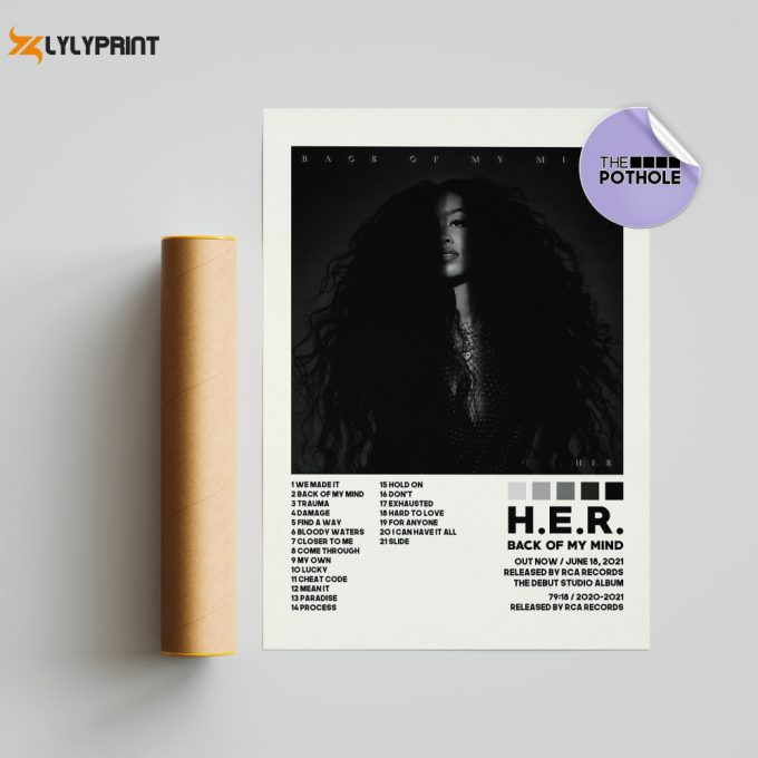 H.e.r Posters | Back Of My Mind Poster | Gabriella Wilson, Her Tracklist Album Cover Poster / Album Cover Poster Print Wall Art 1