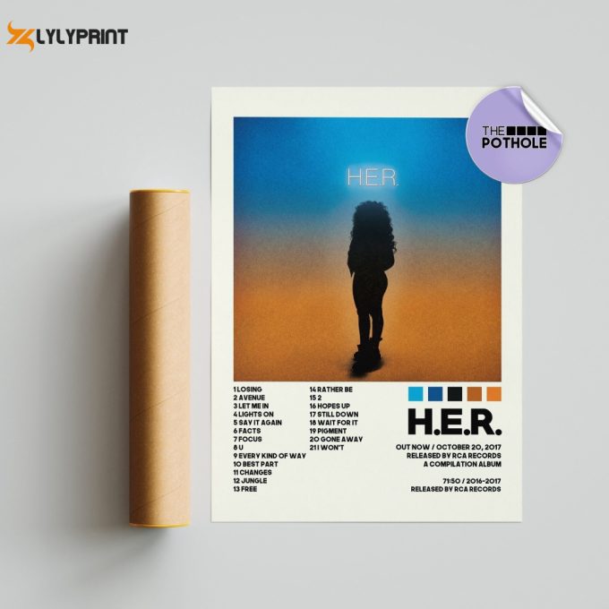 H.e.r Posters | H.e.r Poster | Gabriella Wilson, Her Tracklist Album Cover Poster / Album Cover Poster Print Wall Art 1