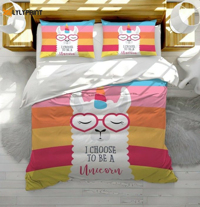 Happy Lama Bedding Outlet Llama I Choose To Be A Unicorn Duvet Quilt Bedding Set 1