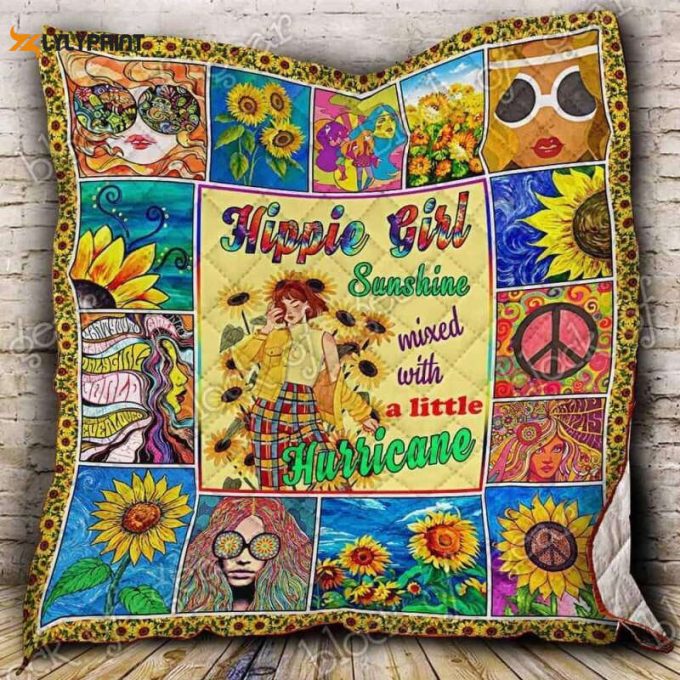 Hippie Girl Sunshine Mixed With A Little Ane 3D Customized Quilt 1