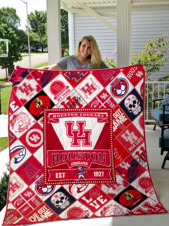 Houston Cougars Quilt Blanket For Fans Home Decor Gift 2