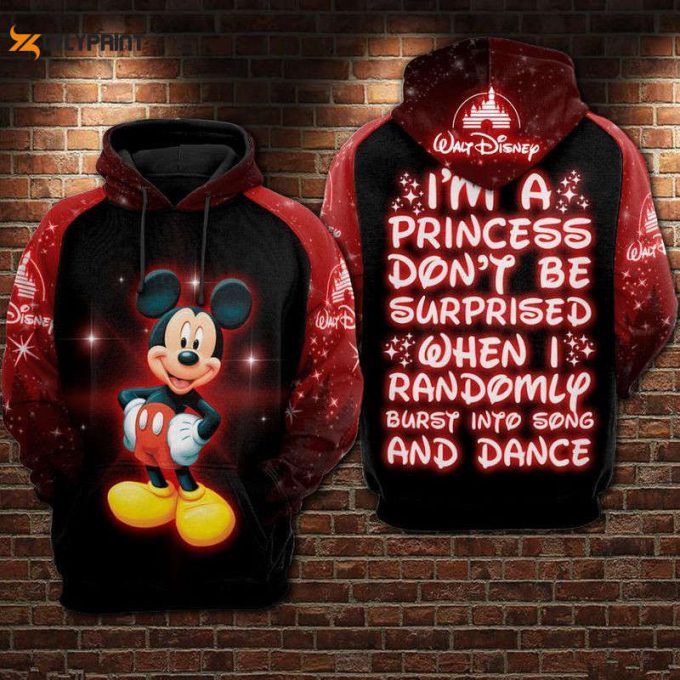 I Am A Disney Princess Mickey Over Print 3D Hoodie Zip Hoodie 1 1