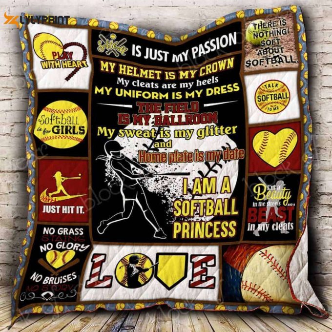 I Am A Softball Princess 3D Customized Quilt 1