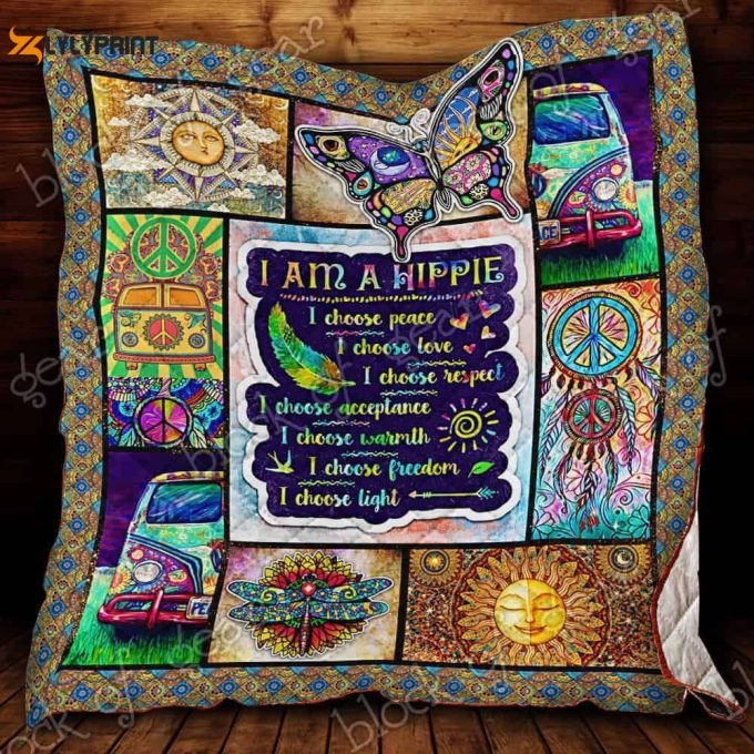 Im A Hippie By Nature 3D Customized Quilt 1