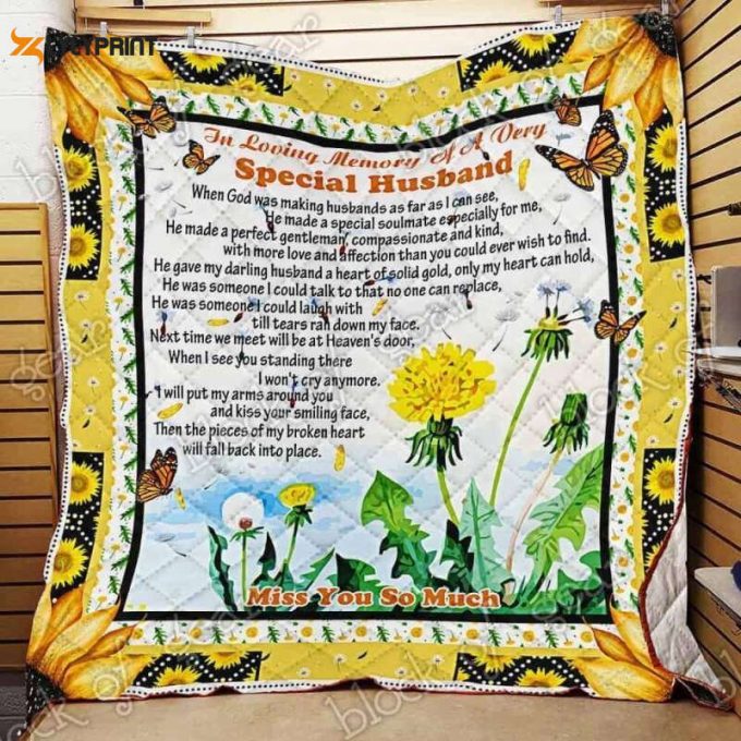In Loving Memory Of A Very Special Husband 3D Customized Quilt 1