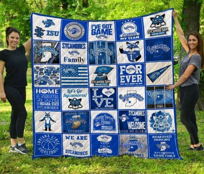 Indiana State Sycamores 2 Quilt Blanket For Fans Home Decor Gift 2