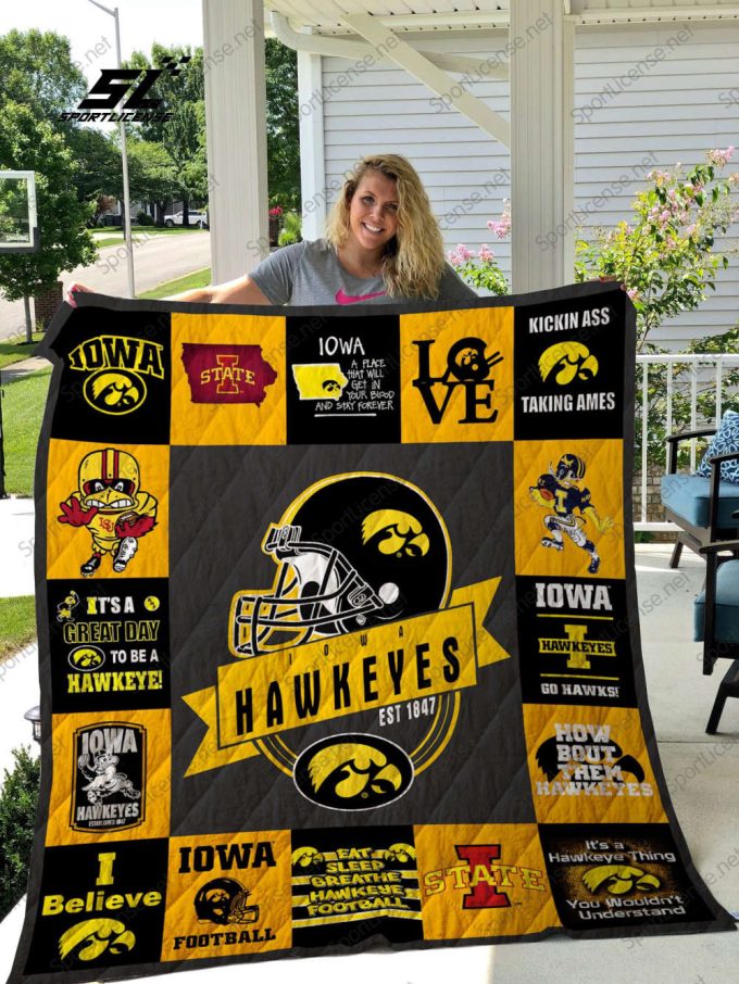Iowa Hawkeyes 2 Quilt Blanket For Fans Home Decor Gift 2