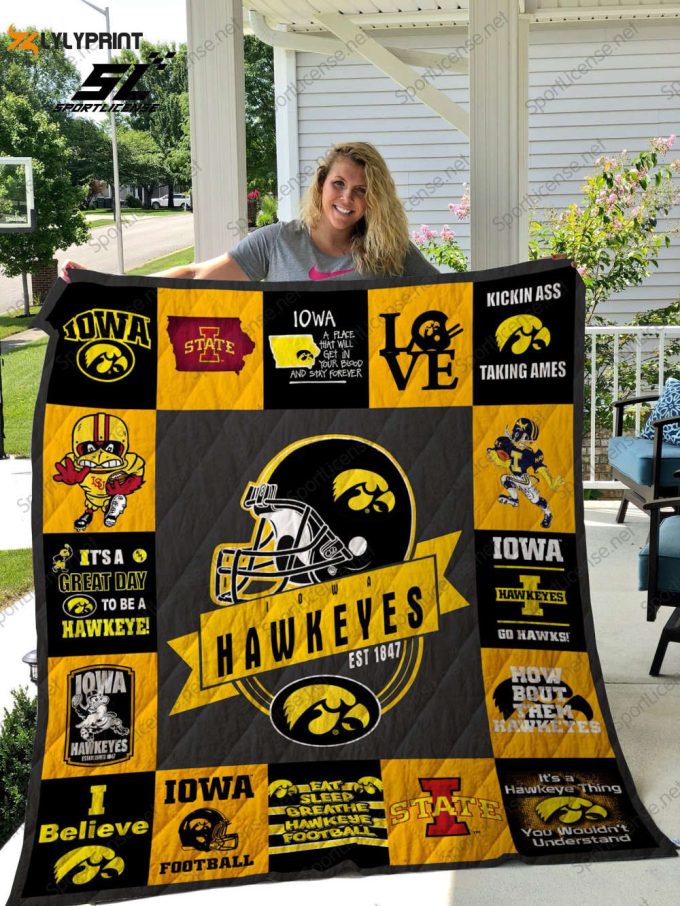 Iowa Hawkeyes 2 Quilt Blanket For Fans Home Decor Gift 1
