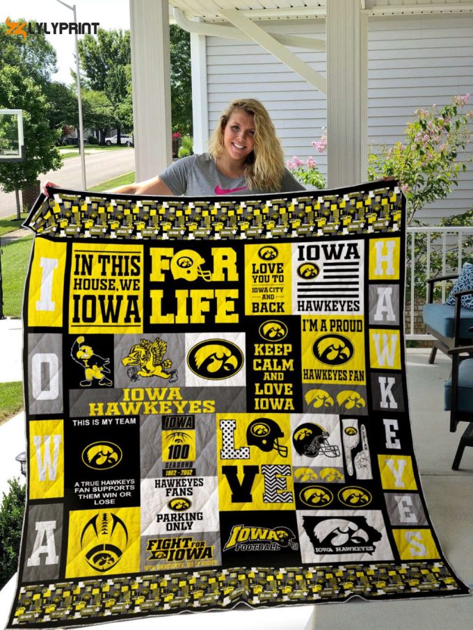 Iowa Hawkeyes 5 Quilt Blanket For Fans Home Decor Gift 1