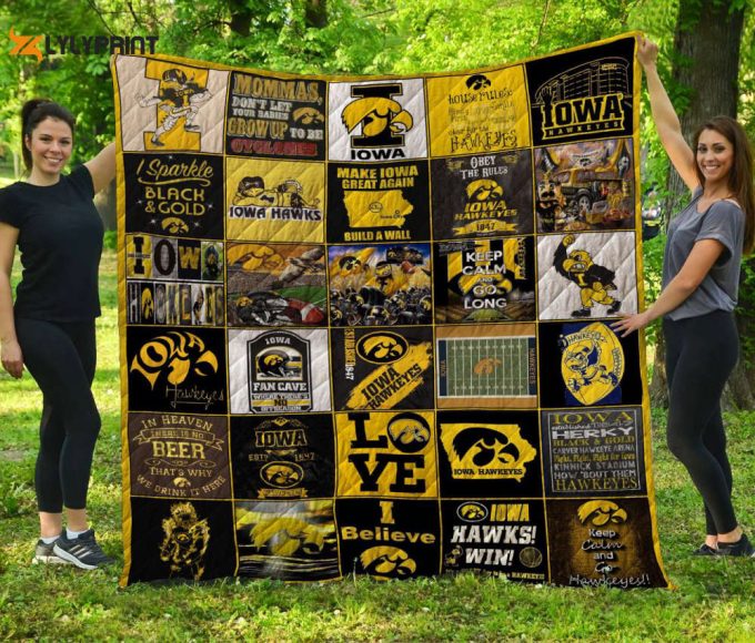 Iowa Hawkeyes Quilt Blanket Home Decor Giftaa 1