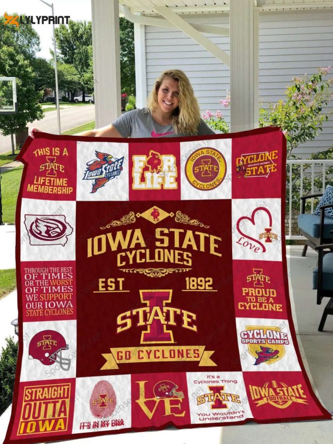 Iowa State Cyclone 4 Quilt Blanket For Fans Home Decor Gift 1
