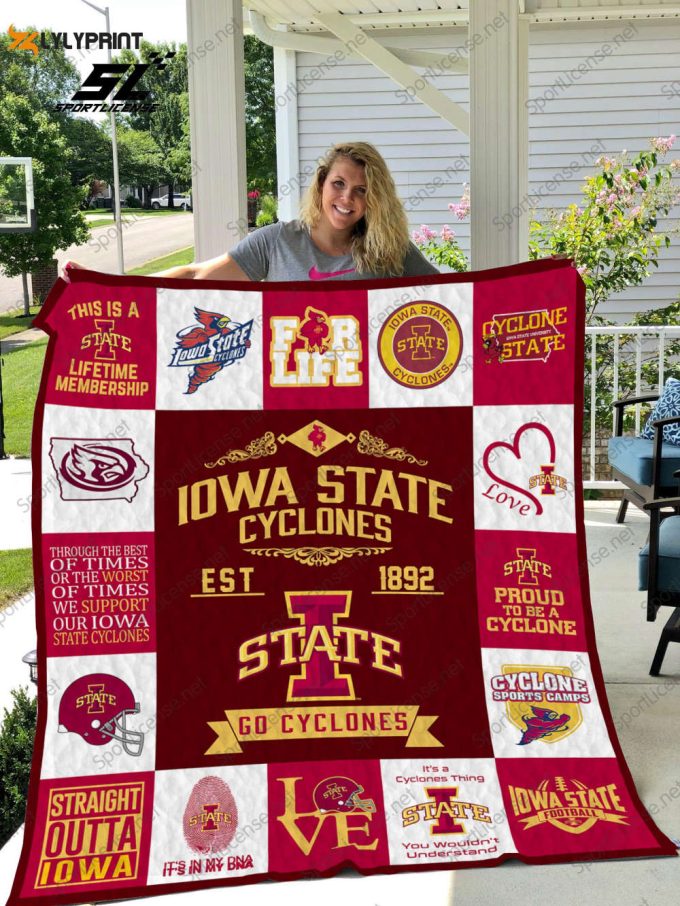 Iowa State Cyclones 2 Quilt Blanket For Fans Home Decor Gift 1