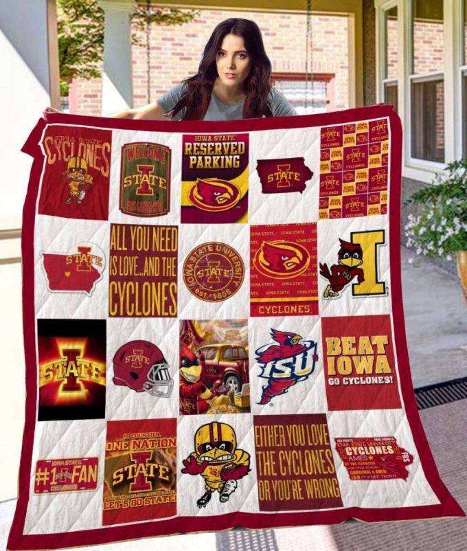 Iowa State Cyclones Quilt Blanket For Fans Home Decor Gift 3A 2