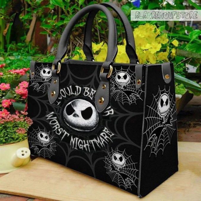 Jack Skellington Leather Handbag Gift For Women 3