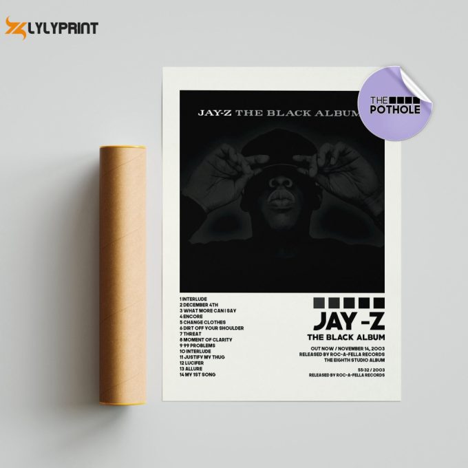 Jay Z Poster / Black Album Poster, Album Cover Poster Poster Print Wall Art, Custom Poster, Home Decor, Jay Z, The Blueprint, Black Album 1