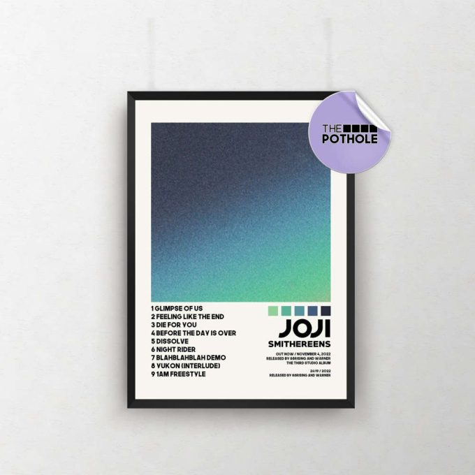 Joji Posters | Smithereens Poster | Joji Tracklist Album Cover Poster / Album Cover Poster Print Wall Art, Custom Poster, Smithereens 2