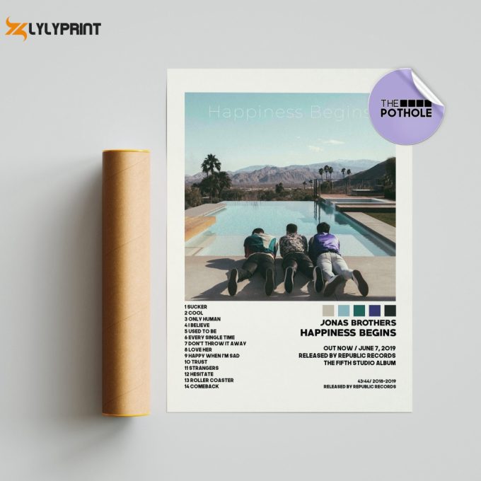 Jonas Brothers Poster | Happiness Begins Poster | Jonas Brothers, Tracklist Album Cover Poster / Album Cover Poster Print Wall Art 1