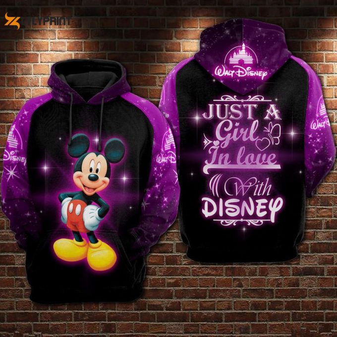 Juts A Girl In Love Mickey Over Print 3D Hoodie Zip Hoodie 300 1