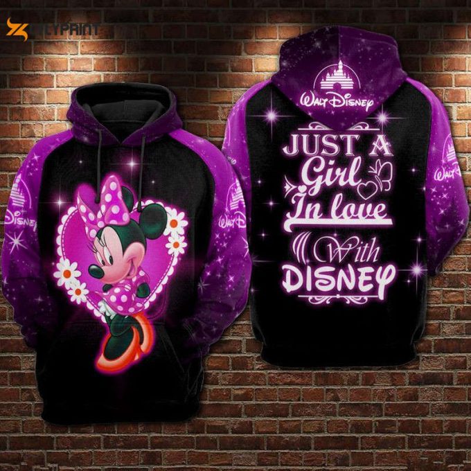 Juts A Girl In Love Mickey Over Print 3D Hoodie Zip Hoodie 574 1