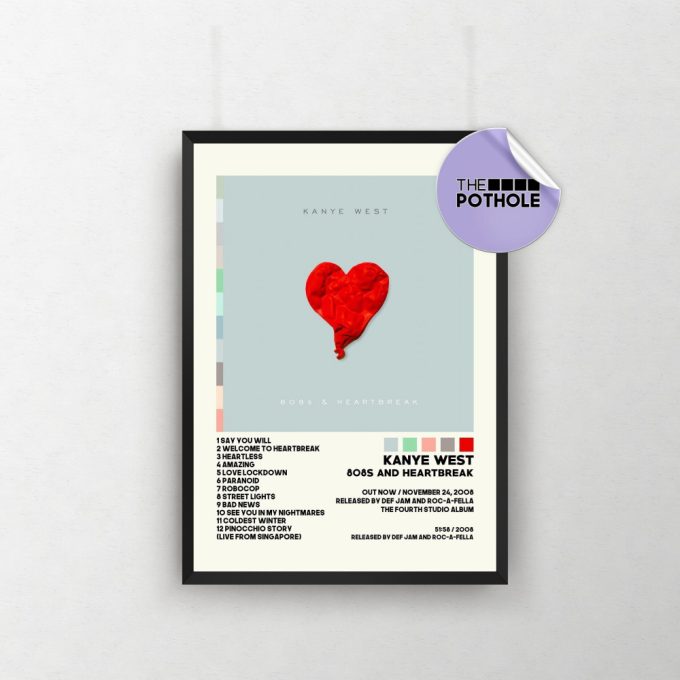 Kanye West Poster / 808S And Heartbreak Poster / Album Cover Poster Poster Print Wall Art, Custom Poster, Home Decor, 808S And Heartbreak 2
