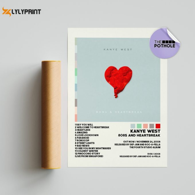 Kanye West Poster / 808S And Heartbreak Poster / Album Cover Poster Poster Print Wall Art, Custom Poster, Home Decor, 808S And Heartbreak 1
