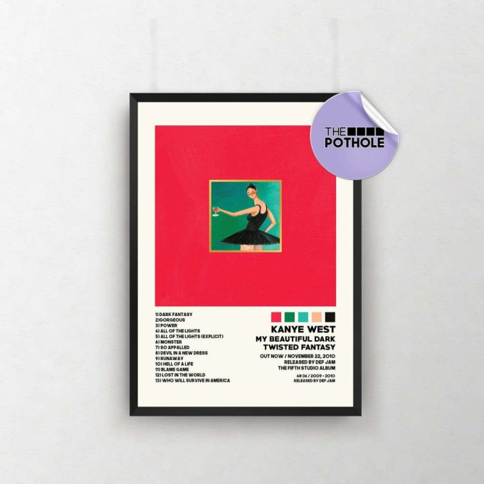 Kanye West Poster / My Beautiful Dark Twisted Fantasy / Album Cover Poster Poster Print Wall Art, Custom Poster, Home Decor 2