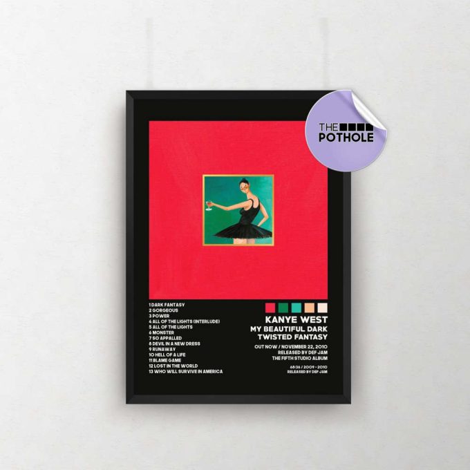 Kanye West Poster / My Beautiful Dark Twisted Fantasy / Album Cover Poster Poster Print Wall Art, Custom Poster, Home Decor, Blck 2