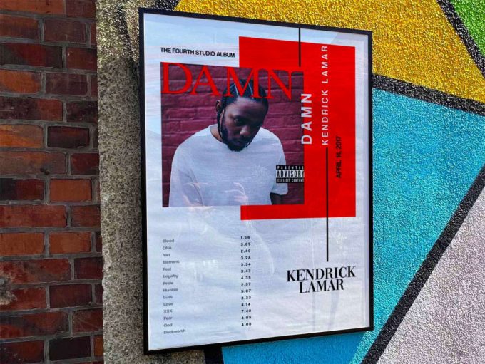 Kendrick Lamar &Quot;Damn&Quot; Album Cover Poster, Tracklist Poster #3 2