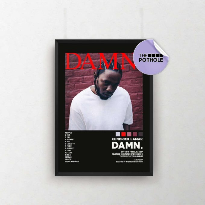 Kendrick Lamar Damn. / Kendrick Lamar Posters / Damn Poster/ Album Cover Poster / Tracklist Poster Print Wall Art, Custom Poster, Home, Blck 2