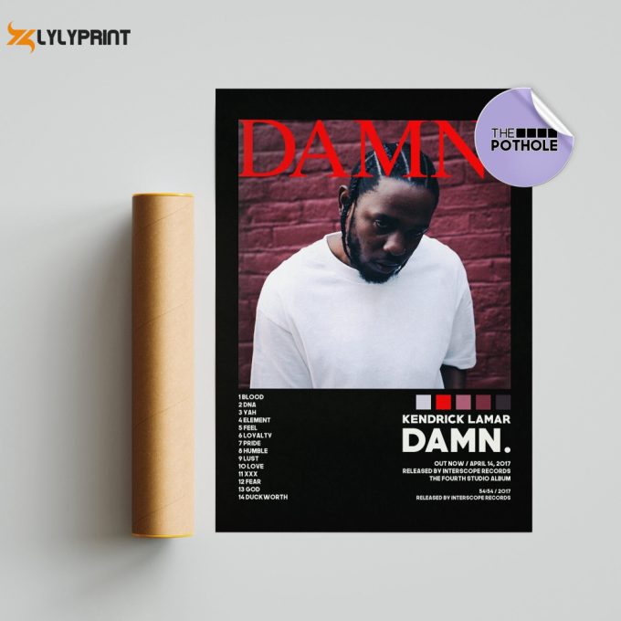 Kendrick Lamar Damn. / Kendrick Lamar Posters / Damn Poster/ Album Cover Poster / Tracklist Poster Print Wall Art, Custom Poster, Home, Blck 1