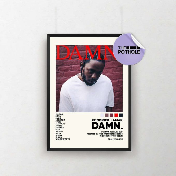 Kendrick Lamar Damn. / Kendrick Lamar Posters / Damn Poster/ Album Cover Poster / Tracklist Poster Print Wall Art, Custom Poster, Home Decor 2