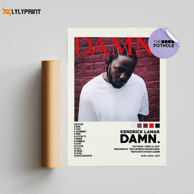 Kendrick Lamar Damn. / Kendrick Lamar Posters / Damn Poster/ Album Cover Poster / Tracklist Poster Print Wall Art, Custom Poster, Home Decor 1