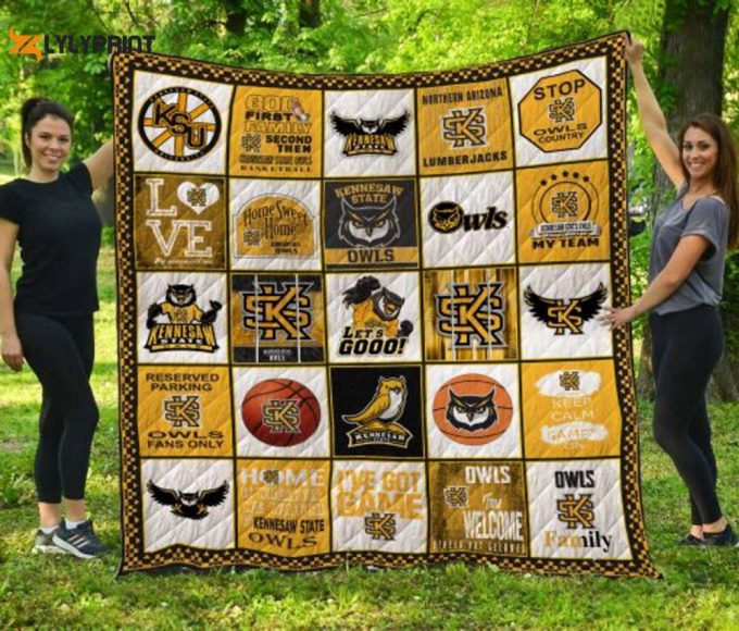 Kennesaw State Owls Quilt Blanket For Fans Home Decor Gift 1