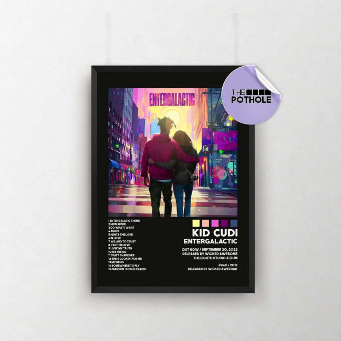 Kid Cudi Poster / Entergalactic Poster, Album Cover Poster, Print Wall Art, Home Decor, Man On The Moon, Kid Cudi, Entergalactic, Blck 2